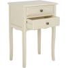 SAFAVIEH Home Collection – Lori Ash Grey End Table with Two Storage Drawers, French Farmhouse Accent Table, Scalloped Apron Design, Fully Assembled (AMH6576B)(Barley)