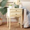 SAFAVIEH Home Collection – Lori Ash Grey End Table with Two Storage Drawers, French Farmhouse Accent Table, Scalloped Apron Design, Fully Assembled (AMH6576B)(Barley)