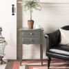 SAFAVIEH Home Collection – Lori Ash Grey End Table with Two Storage Drawers, French Farmhouse Accent Table, Scalloped Apron Design, Fully Assembled (AMH6576B)(Ash Grey)
