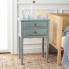 SAFAVIEH Home Collection – Lori Ash Grey End Table with Two Storage Drawers, French Farmhouse Accent Table, Scalloped Apron Design, Fully Assembled (AMH6576B)(Blue)