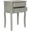 SAFAVIEH Home Collection – Lori Ash Grey End Table with Two Storage Drawers, French Farmhouse Accent Table, Scalloped Apron Design, Fully Assembled (AMH6576B)(Ash Grey)