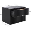 SAFAVIEH Home Collection – Lylia Black & Gold Floating Nightstand, 2 Drawer Wall-Mounted Bedside Table, Modern Ribbed Design (NST9615B)(Black/Gold)