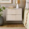 SAFAVIEH Home Collection – Lylia Black & Gold Floating Nightstand, 2 Drawer Wall-Mounted Bedside Table, Modern Ribbed Design (NST9615B)(Bleached White/Gold)