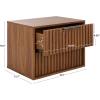 SAFAVIEH Home Collection – Lylia Black & Gold Floating Nightstand, 2 Drawer Wall-Mounted Bedside Table, Modern Ribbed Design (NST9615B)(Walnut/Black)