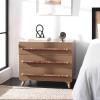 SAFAVIEH Home Collection – Raquel White 3 Drawer Chest, Mid-Century Style Dresser with Faux Leather Wrapped Drawer Pulls (CHS6602C)(Taupe / Gold)