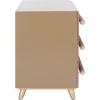 SAFAVIEH Home Collection – Raquel White 3 Drawer Chest, Mid-Century Style Dresser with Faux Leather Wrapped Drawer Pulls (CHS6602C)(Taupe / Gold)