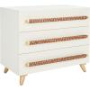 SAFAVIEH Home Collection – Raquel White 3 Drawer Chest, Mid-Century Style Dresser with Faux Leather Wrapped Drawer Pulls (CHS6602C)(White/Gold)