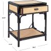 SAFAVIEH Home Collection – Roya White & Natural Nightstand with Drawer & Shelf, Coastal Accent Table, Bamboo-Style Frame & Rattan Drawer (NST4005C)(Black / Natural)