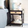 SAFAVIEH Home Collection – Roya White & Natural Nightstand with Drawer & Shelf, Coastal Accent Table, Bamboo-Style Frame & Rattan Drawer (NST4005C)(Black / Natural)