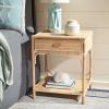 SAFAVIEH Home Collection – Roya White & Natural Nightstand with Drawer & Shelf, Coastal Accent Table, Bamboo-Style Frame & Rattan Drawer (NST4005C)(Natural)