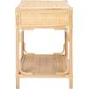 SAFAVIEH Home Collection – Roya White & Natural Nightstand with Drawer & Shelf, Coastal Accent Table, Bamboo-Style Frame & Rattan Drawer (NST4005C)(Natural)