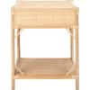 SAFAVIEH Home Collection – Roya White & Natural Nightstand with Drawer & Shelf, Coastal Accent Table, Bamboo-Style Frame & Rattan Drawer (NST4005C)(Natural)