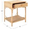 SAFAVIEH Home Collection – Roya White & Natural Nightstand with Drawer & Shelf, Coastal Accent Table, Bamboo-Style Frame & Rattan Drawer (NST4005C)(Natural)