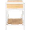 SAFAVIEH Home Collection – Roya White & Natural Nightstand with Drawer & Shelf, Coastal Accent Table, Bamboo-Style Frame & Rattan Drawer (NST4005C)(White / Natural)