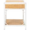SAFAVIEH Home Collection – Roya White & Natural Nightstand with Drawer & Shelf, Coastal Accent Table, Bamboo-Style Frame & Rattan Drawer (NST4005C)(White / Natural)