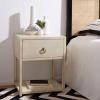 SAFAVIEH Home Collection – Yudi Turquoise Nightstand with Drawer & Shelf, Contemporary Accent Storage Table, Fully Assembled (NST9201C)(Antique / White)