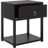 SAFAVIEH Home Collection – Yudi Turquoise Nightstand with Drawer & Shelf, Contemporary Accent Storage Table, Fully Assembled (NST9201C)(Black)