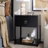SAFAVIEH Home Collection – Yudi Turquoise Nightstand with Drawer & Shelf, Contemporary Accent Storage Table, Fully Assembled (NST9201C)(Black)