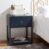 SAFAVIEH Home Collection – Yudi Turquoise Nightstand with Drawer & Shelf, Contemporary Accent Storage Table, Fully Assembled (NST9201C)(Navy)