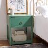 SAFAVIEH Home Collection – Yudi Turquoise Nightstand with Drawer & Shelf, Contemporary Accent Storage Table, Fully Assembled (NST9201C)(Turquoise)