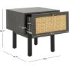 SAFAVIEH Home Collection Aino Oak 1-Drawer Nightstand(Distressed Black/Natural)