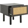 SAFAVIEH Home Collection Aino Oak 1-Drawer Nightstand(Distressed Black/Natural)