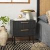 SAFAVIEH Home Collection Axelle Oak/Black 2-Drawer Nightstand(Black/Black)