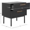 SAFAVIEH Home Collection Axelle Oak/Black 2-Drawer Nightstand(Black/Black)