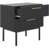 SAFAVIEH Home Collection Axelle Oak/Black 2-Drawer Nightstand(Black/Black)
