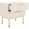 SAFAVIEH Home Collection Axelle Oak/Black 2-Drawer Nightstand(Bleached White/Gold)