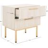 SAFAVIEH Home Collection Axelle Oak/Black 2-Drawer Nightstand(Bleached White/Gold)