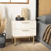 SAFAVIEH Home Collection Axelle Oak/Black 2-Drawer Nightstand(Bleached White/Gold)