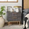 SAFAVIEH Home Collection Axelle Oak/Black 2-Drawer Nightstand(Distressed Black/Gold)