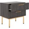 SAFAVIEH Home Collection Axelle Oak/Black 2-Drawer Nightstand(Distressed Black/Gold)