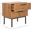 SAFAVIEH Home Collection Axelle Oak/Black 2-Drawer Nightstand(Oak/Black)