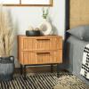 SAFAVIEH Home Collection Axelle Oak/Black 2-Drawer Nightstand(Oak/Black)