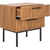 SAFAVIEH Home Collection Axelle Oak/Black 2-Drawer Nightstand(Oak/Black)