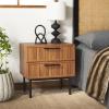 SAFAVIEH Home Collection Axelle Oak/Black 2-Drawer Nightstand(Walnut/Black)