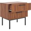 SAFAVIEH Home Collection Axelle Oak/Black 2-Drawer Nightstand(Walnut/Black)