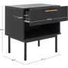 SAFAVIEH Home Collection Axelle Walnut/Black 1-Drawer Nightstand(Black/Black)