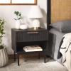 SAFAVIEH Home Collection Axelle Walnut/Black 1-Drawer Nightstand(Black/Black)