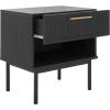SAFAVIEH Home Collection Axelle Walnut/Black 1-Drawer Nightstand(Black/Black)