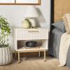 SAFAVIEH Home Collection Axelle Walnut/Black 1-Drawer Nightstand(Bleached White/Gold)