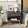 SAFAVIEH Home Collection Axelle Walnut/Black 1-Drawer Nightstand(Distressed Black/Gold)