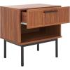 SAFAVIEH Home Collection Axelle Walnut/Black 1-Drawer Nightstand(Walnut/Black)