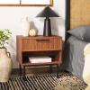SAFAVIEH Home Collection Axelle Walnut/Black 1-Drawer Nightstand(Walnut/Black)