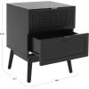 SAFAVIEH Home Collection Baisley Black 2-Drawer Rattan Nightstand(Black)