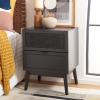 SAFAVIEH Home Collection Baisley Black 2-Drawer Rattan Nightstand(Black)