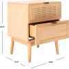SAFAVIEH Home Collection Baisley Black 2-Drawer Rattan Nightstand(Natural)