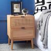 SAFAVIEH Home Collection Baisley Black 2-Drawer Rattan Nightstand(Natural)